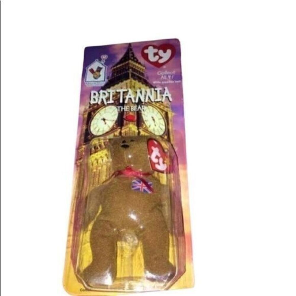 Mcdonalds TY Beanie Baby Britannia The Bear RARE WITH 2 TAG ERRORS